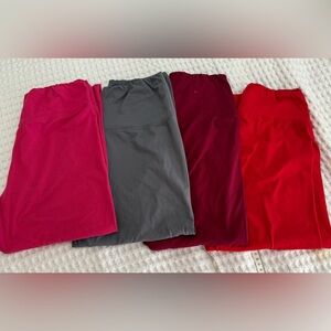Santina Set of 4 cropped leggings Set in Pink, Gray, Burgundy, and Red